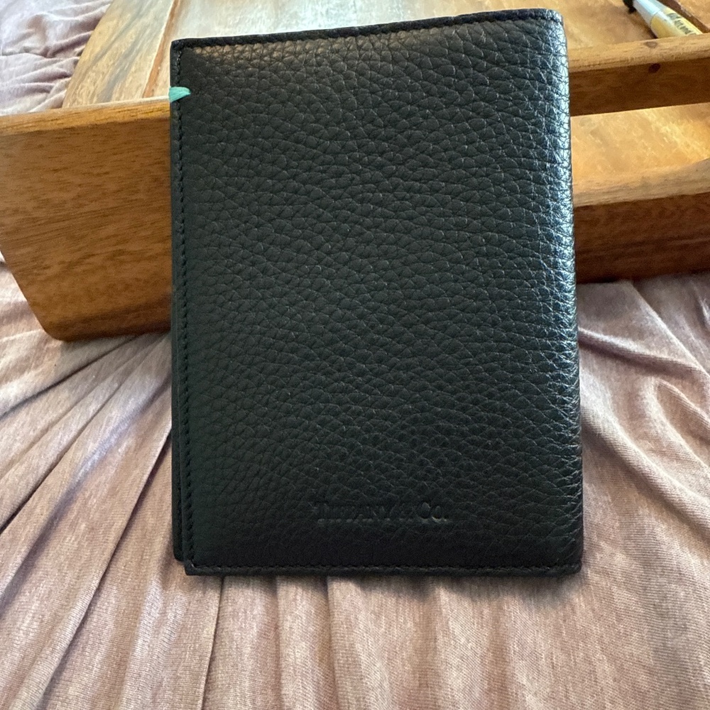 Tiffany andCo. Black leather passport cover. Brand‎ new- never used.